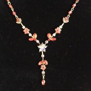 Beautiful red ruby flower necklace set S39